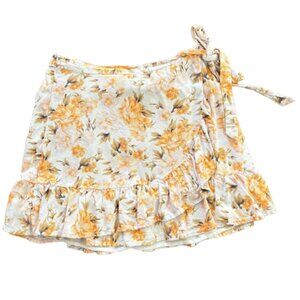 AE Floral Linen Blend Ruffled Wrap Mini Skirt size M